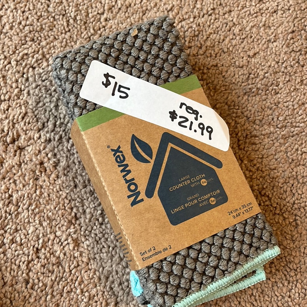 Norwex counter cloths - 1 in aqua and 1 in gray - new
